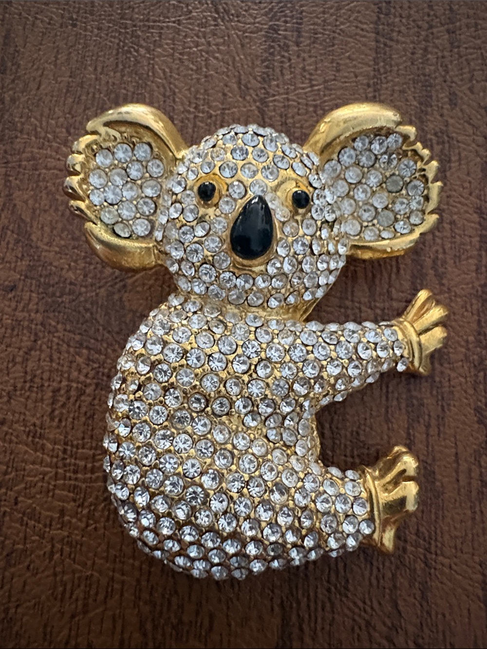 Vintage Koala crystals brooch